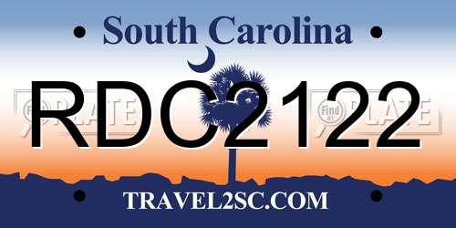 RDC2122 South Carolina License Plate