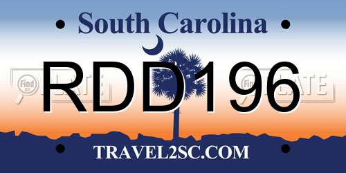 RDD196 South Carolina License Plate