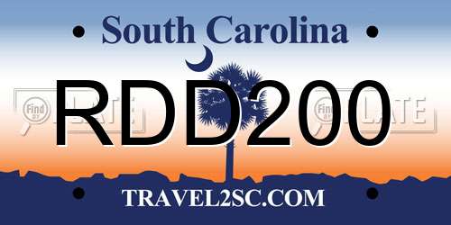 RDD200 South Carolina License Plate