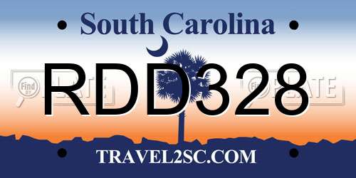 RDD328 South Carolina License Plate