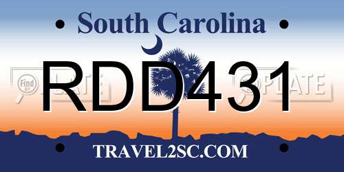 RDD431 South Carolina License Plate