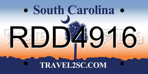 RDD4916 South Carolina License Plate