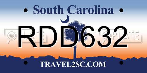RDD632 South Carolina License Plate
