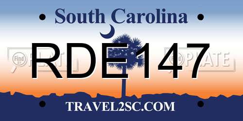 RDE147 South Carolina License Plate