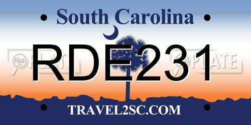 RDE231 South Carolina License Plate