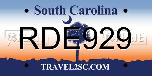 RDE929 South Carolina License Plate