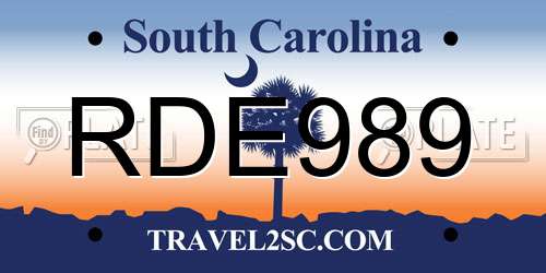RDE989 South Carolina License Plate