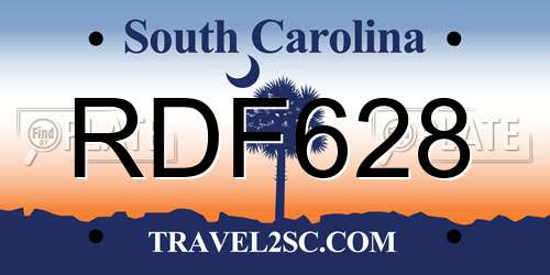 RDF628 South Carolina License Plate