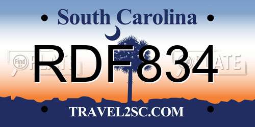 RDF834 South Carolina License Plate