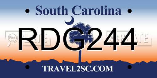 RDG244 South Carolina License Plate