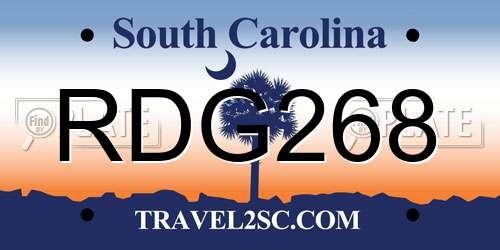 RDG268 South Carolina License Plate