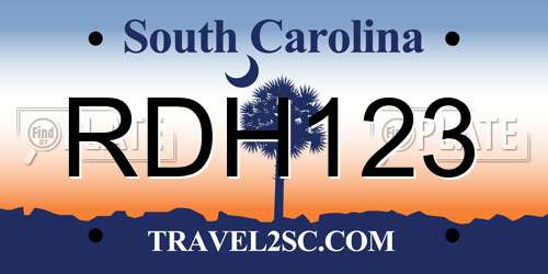 RDH123 South Carolina License Plate