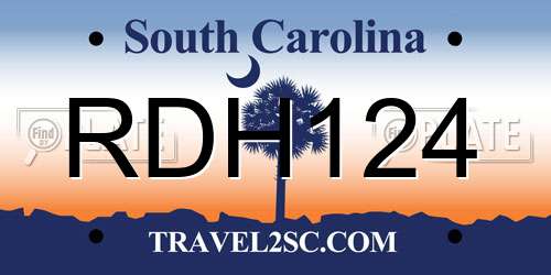 RDH124 South Carolina License Plate