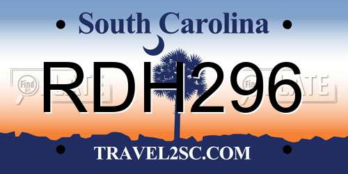 RDH296 South Carolina License Plate