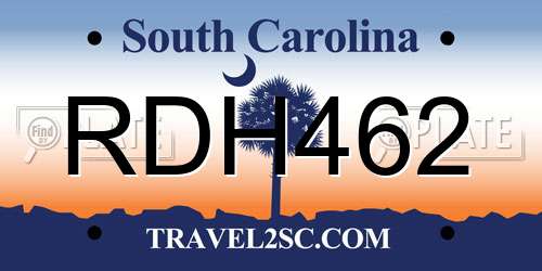 RDH462 South Carolina License Plate