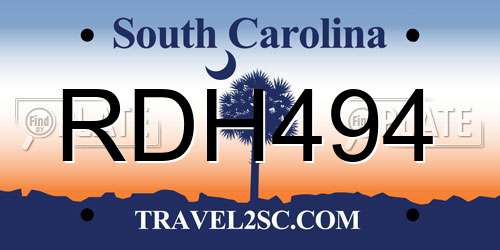 RDH494 South Carolina License Plate