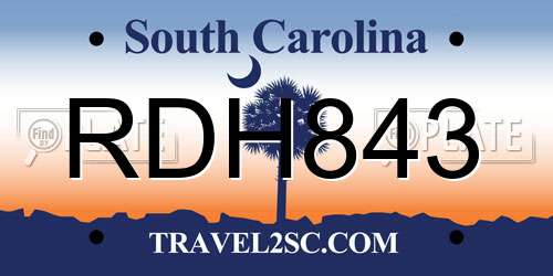 RDH843 South Carolina License Plate