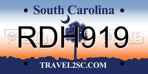 RDH919 South Carolina License Plate