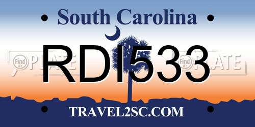 RDI533 South Carolina License Plate