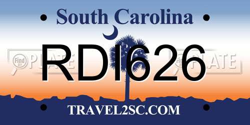 RDI626 South Carolina License Plate