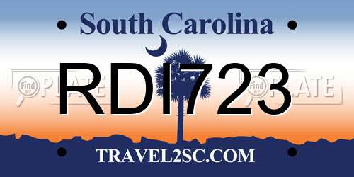 RDI723 South Carolina License Plate