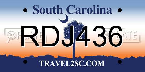 RDJ436 South Carolina License Plate