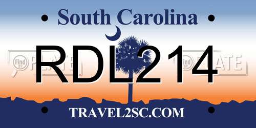 RDL214 South Carolina License Plate