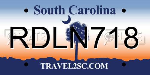 RDLN718 South Carolina License Plate