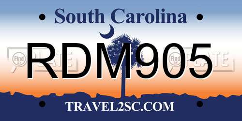 RDM905 South Carolina License Plate