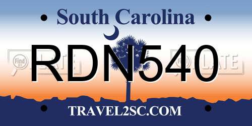 RDN540 South Carolina License Plate