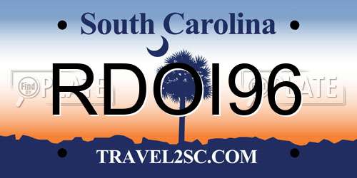 RDOI96 South Carolina License Plate