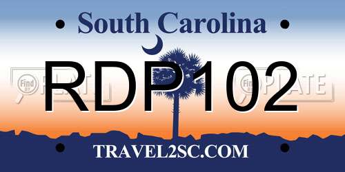 RDP102 South Carolina License Plate