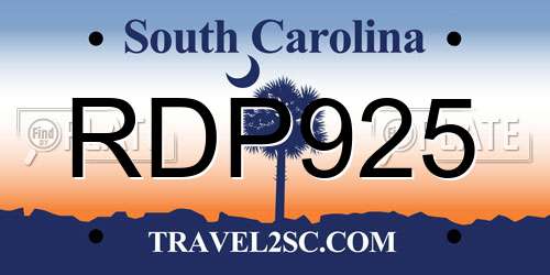 RDP925 South Carolina License Plate