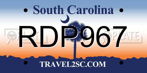 RDP967 South Carolina License Plate