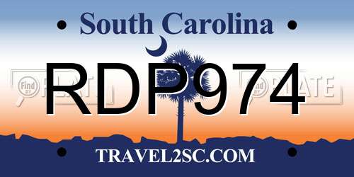 RDP974 South Carolina License Plate
