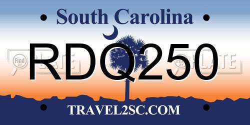 RDQ250 South Carolina License Plate
