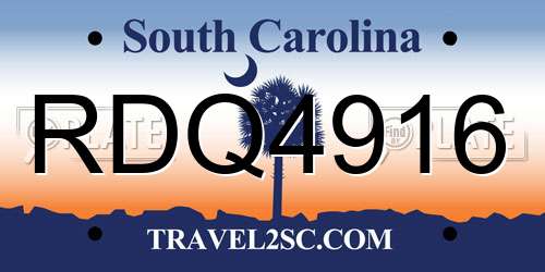 RDQ4916 South Carolina License Plate