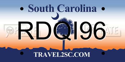 RDQI96 South Carolina License Plate