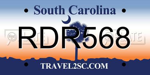 RDR568 South Carolina License Plate