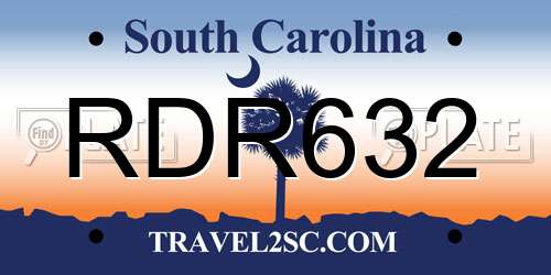 RDR632 South Carolina License Plate
