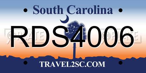 RDS4006 South Carolina License Plate