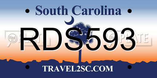 RDS593 South Carolina License Plate