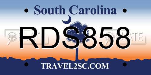 RDS858 South Carolina License Plate