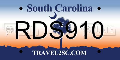 RDS910 South Carolina License Plate