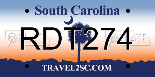 RDT274 South Carolina License Plate