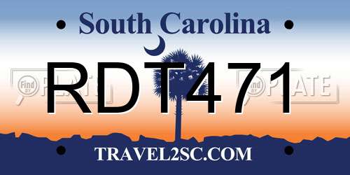RDT471 South Carolina License Plate