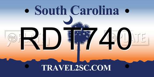 RDT740 South Carolina License Plate