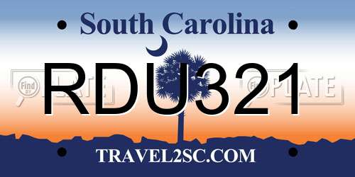 RDU321 South Carolina License Plate