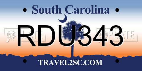 RDU343 South Carolina License Plate
