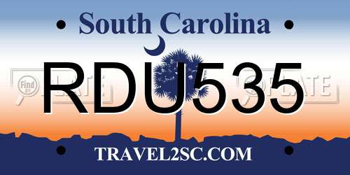 RDU535 South Carolina License Plate